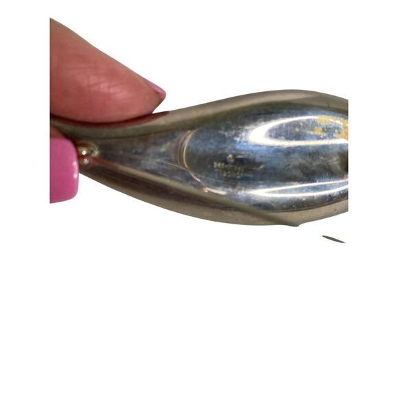 Vintage Jondell Spain signed Sterling Silver Elegant Curved Leaf Brooch Pin - Picture 5 of 7